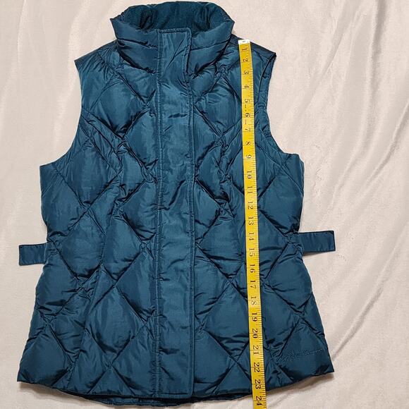 Eddie Bauer Premium Goose Down Sleeveless Puffer Vest Zipper Teal Green, Small - Picture 9 of 9